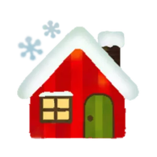 🎄 07c4e525 casa, rosso, neve, inverno, edificio, carino, illustrazione whatsapp sticker