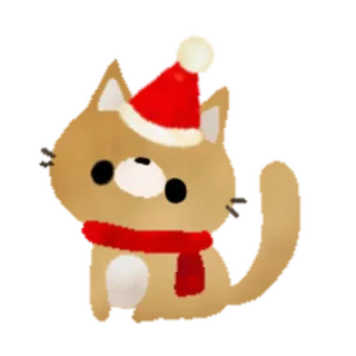 🎄 af8f868b gatto, Natale, cappello, sciarpa, carino, inverno, vacanze whatsapp sticker