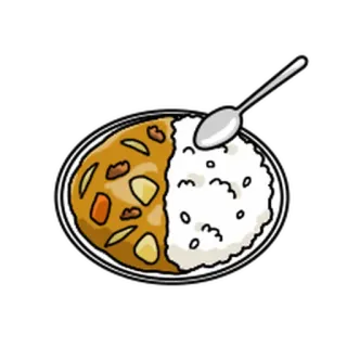 🏕 61bfd331 curry, riso, cibo, curry giapponese, cucchiaio, pasto telegram sticker