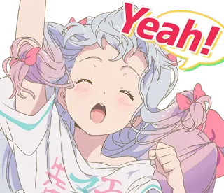 😆 3af07daf Yeah! Anime, Cô gái, Dễ thương, Háo hức, Yeah, Vui vẻ telegram sticker