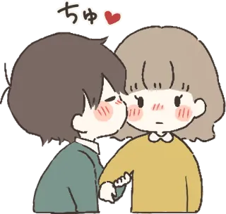 😘 3314c4b7 ちゅ 亲吻, 爱, 情侣, 浪漫, 感情, 卡通, 可爱 telegram sticker