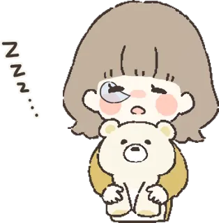 😪 eeff1285 ZZZZZ 困, 睡觉, zzz, 熊, 可爱, 女孩, 累 telegram sticker