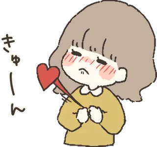 💓 f38d670c きゅん 可爱, 爱, 心, 动漫, 女孩, 脸红, 卡哇伊 telegram sticker