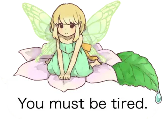 😳 57da4cfb You must be tired. fee, niedlich, blume, anime, müde, entspannend, skurril telegram sticker