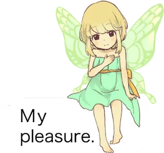 😇 70c95db1 My pleasure. fee, anime, niedlich, freundlich, herzlich, hellgrün, pastell telegram sticker