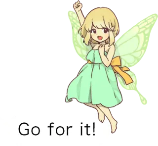😋 a873a11b Go for it! fee, ermutigung, motivierend, figur, comic, flügel telegram sticker