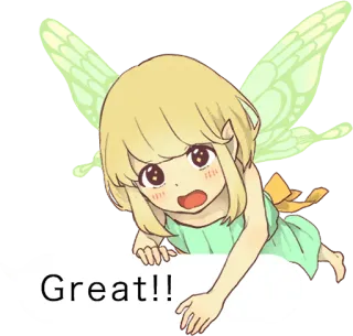 😆 b075b824 Great!! fee, anime, niedlich, mädchen, flügel, toll telegram sticker