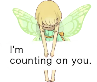 🙇‍♀️ bd429aa4 I'm counting on you. fee, ich zähl auf dich, ermutigung, flügel, hoffnung, motivierend telegram sticker