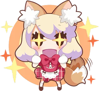🤩 9f42b748 anime, kawaii, cute, chibi, sparkles, fox, girl whatsapp sticker