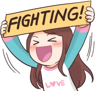✊ 26789794 FIGHTING! cheering, encouragement, support, cartoon, girl, optimistic, fighting whatsapp sticker