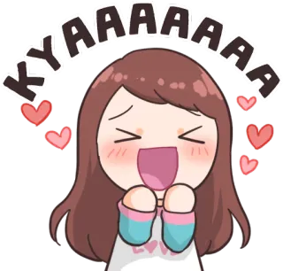 😖 4e89dcf8 KYAAAAAA cute, kawaii, love, hearts, girl, anime, excited whatsapp sticker