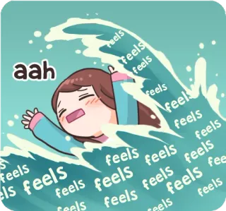 💘 e4a15d76 aah feels feelings, drowning, cartoon, wave, emotion, cartoon character whatsapp sticker