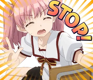 ❌ 96e74f05 STOP!! anime, stop, girl, pleading, cartoon telegram sticker