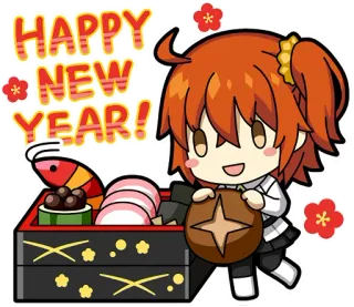 🍱 9b265ce6 HAPPY NEW YEAR! nouvel an, fête, vacances, salutation, animé, manga, mignon whatsapp sticker