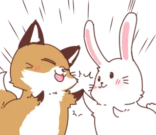 💪 14960d9c raposa, coelhinho, coelho, toca aqui, animais, fofo telegram sticker