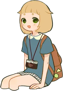 🙂 51707bcc Gadis anime, Kartun, Kawaii, Perjalanan, Lucu, Kamera, Ransel whatsapp sticker