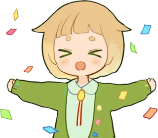 🎉 7d62070b perayaan, anime, kartun, konfeti, senang, bersemangat whatsapp sticker