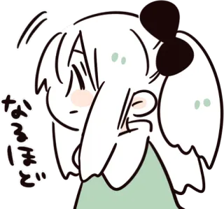 😕 2757345a なるほど anime girl, japanese, expression, cute, manga, thinking whatsapp sticker