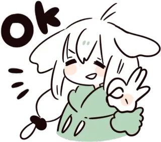 👌 3b5bafba OK ok, anime, cute, peace sign, approve, agreement whatsapp sticker