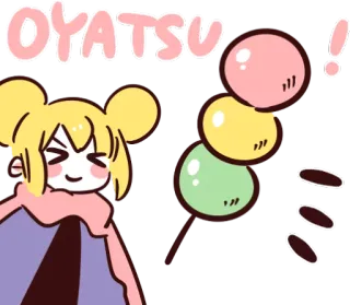 🍡 d5f7b4a8 OYATSU snack, Japanese, food, cartoon, cute, dango, dessert whatsapp sticker