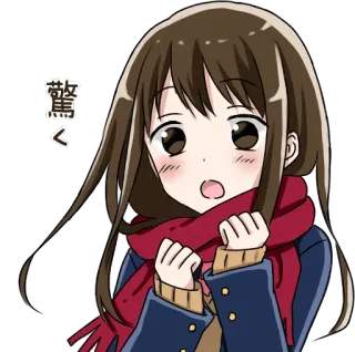 😮 6dc2bc84 驚く 애니메이션, 만화, 여자, 충격, 놀람, 스카프 whatsapp sticker