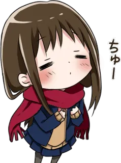 😗 b057cc15 ちゅー! 애니메이션, 귀여운, 카와이, 소녀, 목도리 whatsapp sticker