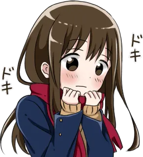 😳 bda8bed5 ドキドキ 애니메이션, 소녀, 두근두근, 볼 빨개짐, 귀여운, 머플러 whatsapp sticker