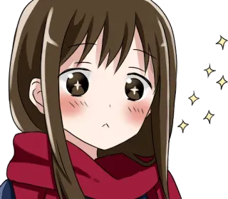 😍 e85cf609 애니메이션, 소녀, 귀여운, 귀엽다, 머플러, 반짝이 whatsapp sticker