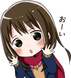 🤗 f4bcb0aa おい 애니메이션, 소녀, 인사, 일본어, 귀여운, 스카프 whatsapp sticker