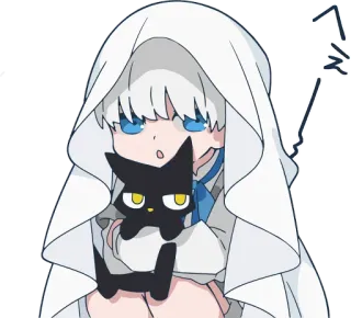 🐱 6fee3eb0 へス アニメ, 漫画, 猫, 黒猫, かわいい, 女の子, フード telegram sticker