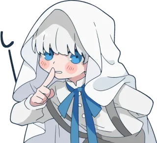 🤫 dda09880 しー ちび, アニメ, 静か, 可愛い, 青, 白 telegram sticker