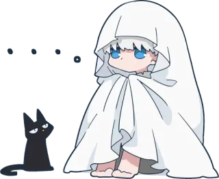 Ghost and black cat :: @line_stickers telegram stickers