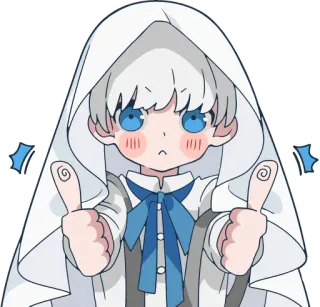 👍 003a4fd7 Anime, Duim omhoog, Hoodie, Leuk, Aanmoediging, Cartoon telegram sticker