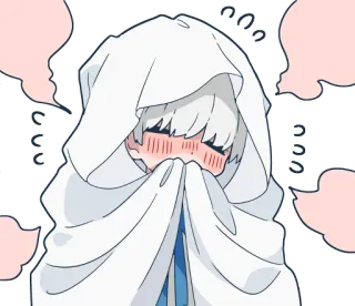 😳 05048c83 Anime, Schattig, Beschaamd, Deken, Verlegen telegram sticker