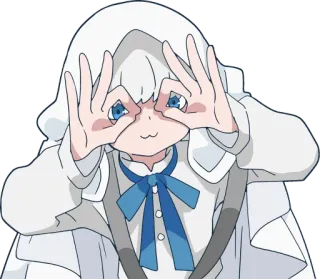 👀 70c70619 Anime, Meisje, Personage, Schattig, Wit Haar, Blauwe Ogen telegram sticker