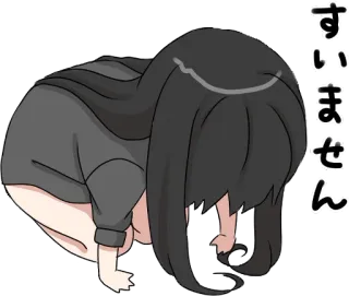Girl with black hair long :: @line_stickers telegram stickers
