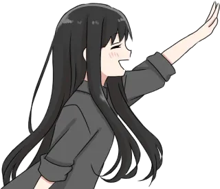 ✋ 4581c0a9 Anime, Dibujos animados, Chica, Onda, Feliz, Alegre whatsapp sticker