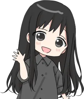 👋 79c451a9 chica anime, lindo, chibi, kawaii, manga, pegatina, amigable whatsapp sticker