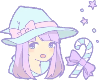 ✨ 9969eb72 penyihir, permen tongkat, pastel, imut, magis, berkilau, kawaii telegram sticker