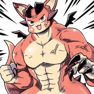 💪 a665f484 монстр, дракон, мускулы, когти, мультфильм, персонаж telegram sticker