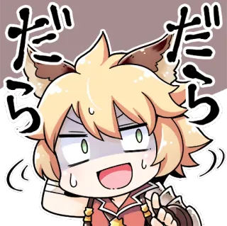 😰 cc65ed31 だらだら Аниме, Манга, Стикер, Мультфильм, Смущен, Каваий, Звериные ушки telegram sticker