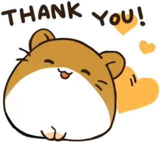 🙏 98f43266 THANK YOU! ありがとう, ハムスター, かわいい, ハート, 絵文字, 漫画 whatsapp sticker