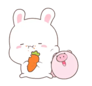 🐰 5180282d 可爱, 兔子, 猪, 胡萝卜, 卡通, 可爱, 动物 telegram sticker