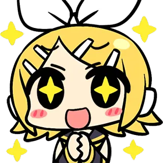 🙏 20278dfb Rin Kagamine Anime, Vocaloid, Mignon, Jaune, Personnage, Kagamine Rin, Étoiles telegram sticker