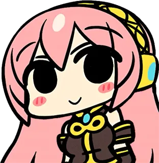 🙂 b3a95b45 Luka Megurine vocaloid, animé, personnage, cheveux roses, mignon, écouteurs, musique telegram sticker