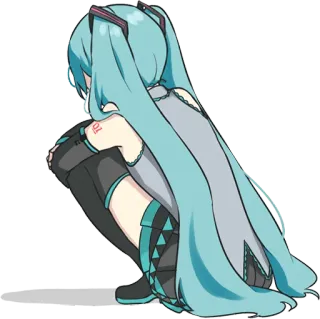 π 36f40df1 Hatsune Miku anime, vocaloid, music, hugging, sad, digital telegram sticker