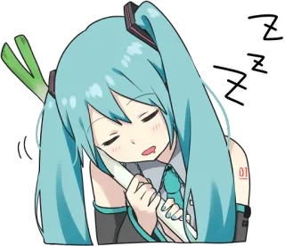 π΄ 8527e4b0 Hatsune Miku anime, vocaloid, sleeping, leek, miku telegram sticker