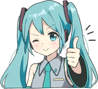 π 889767d0 Hatsune Miku anime, vocaloid, miku, hatsune, thumbs up, cute telegram sticker