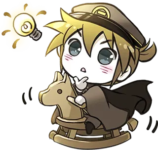 💡 f4987760 Anime, Desenho animado, Fofo, Chibi, Personagem, Cavalo de balanço, Lâmpada whatsapp sticker