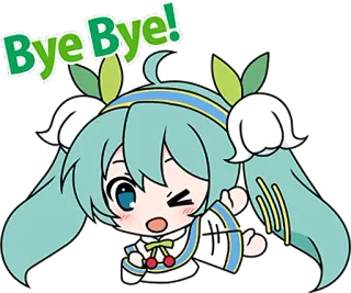 👋 7975e91a Hatsune Miku Bye Bye! 初音未来, 动漫, Vocaloid, 卡通, 可爱, 再见 telegram sticker